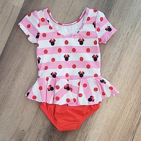 Disney Hanna Anderson Minnie Mouse Stripe Swimsuit 2T - Picture 2 of 3